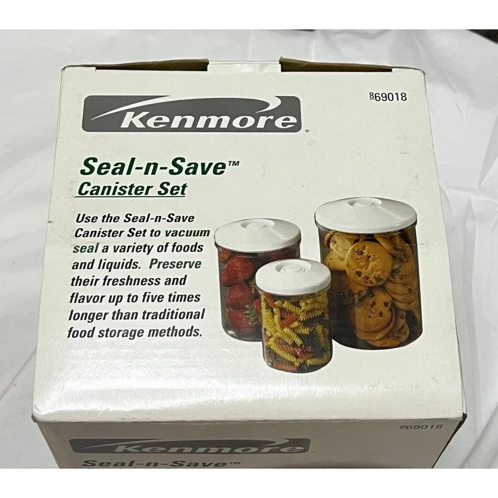 VTG Kenmore Seal-N-Save Canister Set of 3 Airtight Storage Vacuum Seal Organize